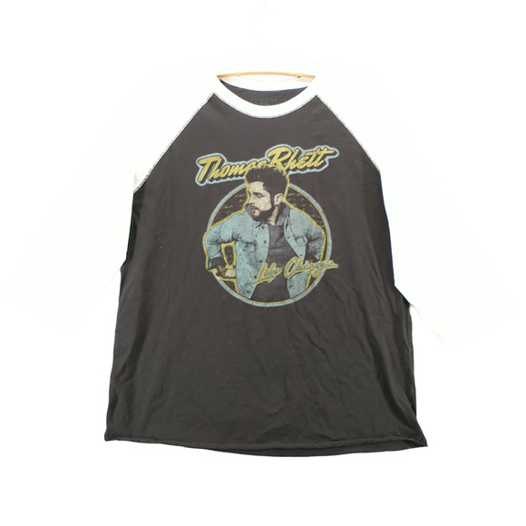 Thomas Rhett Mens 2018 Tour T-Shirt Black Large Crew Neck 3/4 Sleeve Knit - Picture 1 of 14